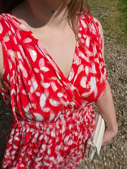 ROBE MAGIQUE PLUMES ROUGE